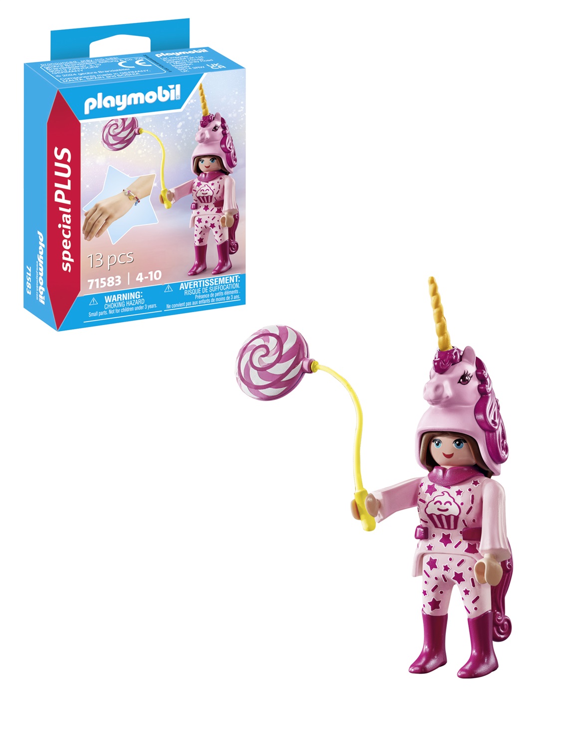 PLAYMOBIL Unicorno dei dolci con braccialetto e ciondoli per feste in Candyland