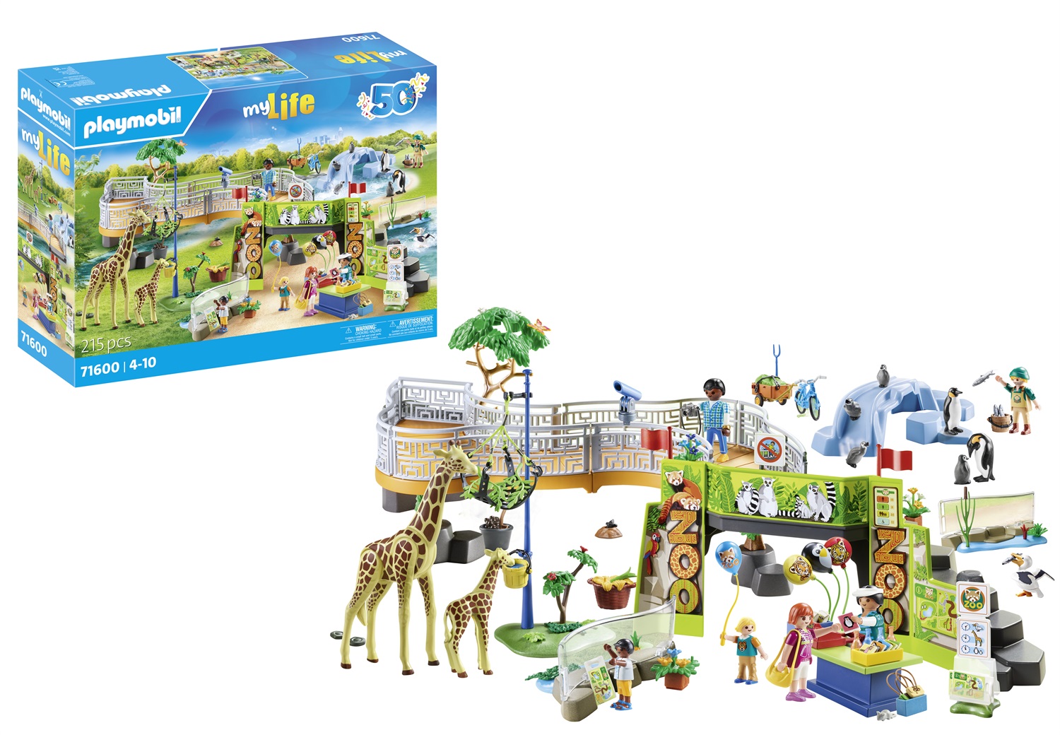 PLAYMOBIL MyLife 71600 Grande Zoo - Set da Gioco con 16 Animali Autoctoni ed Esotici e Accessori per Bambini dai 4 Anni