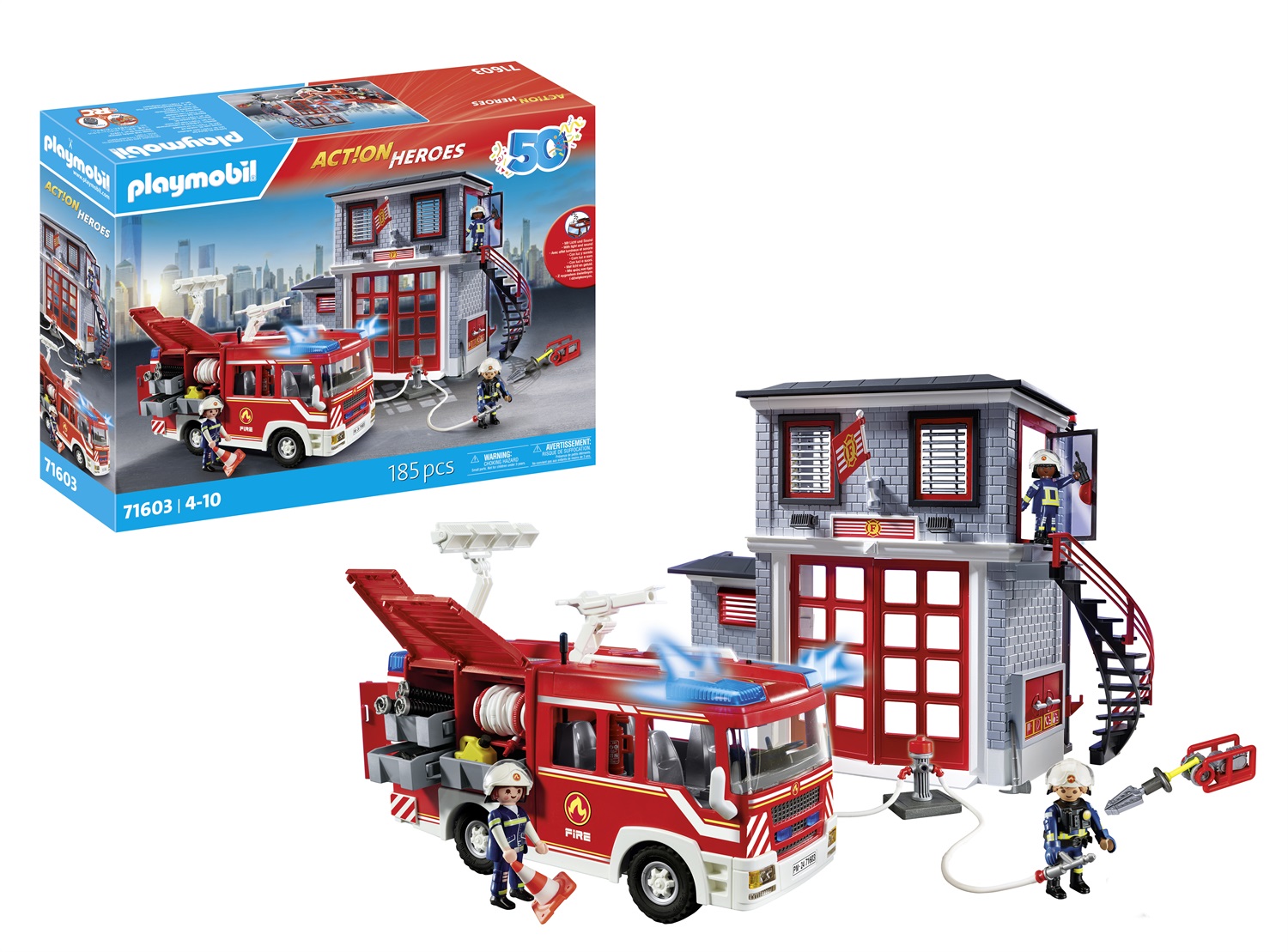 PLAYMOBIL Action Heroes 71603 Mega Set dei Vigili del Fuoco - Giocattolo per Bambini 4-10 Anni con 215 Pezzi e Accessori