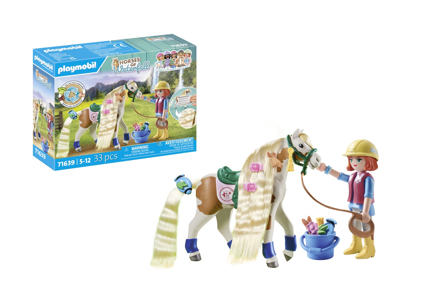 PLAYMOBIL Horses of Waterfall 71639 - Cavallo con Criniera, Accessori per Acconciature Creative e Braccialetti in Silicone, Giocattolo per Bambini dai 5 Anni