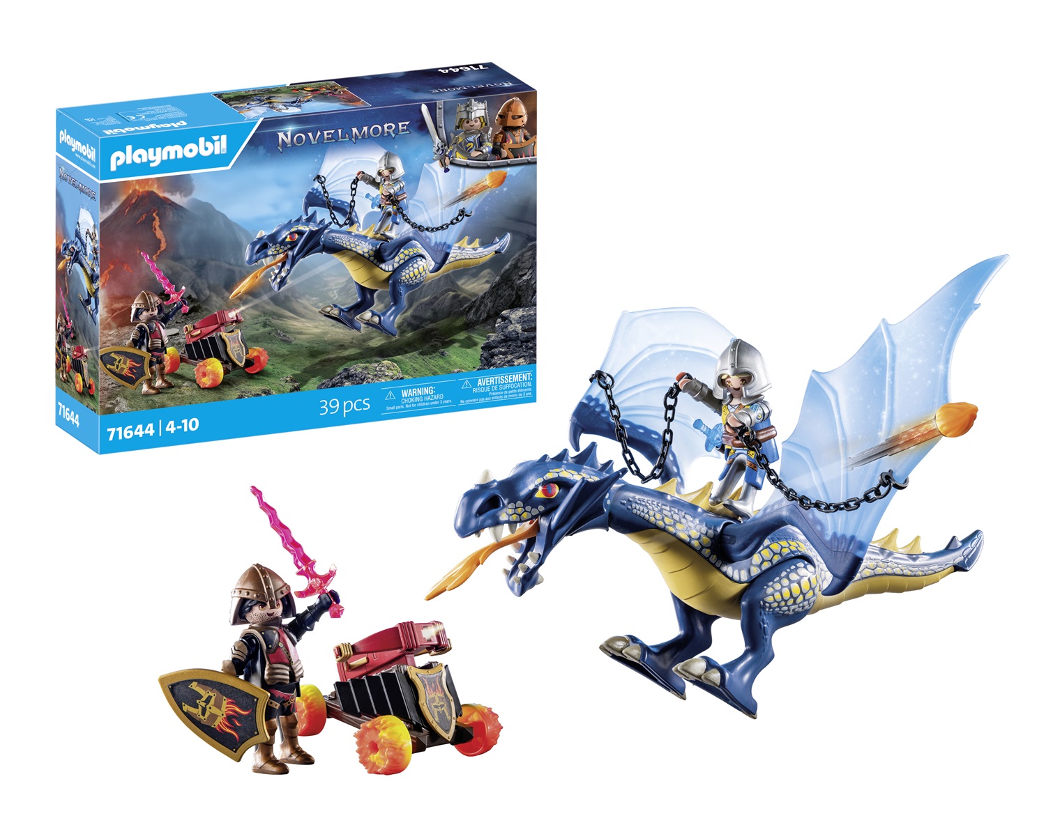 PLAYMOBIL 71644 Novelmore Combattimento con Drago - Include Due Cavalieri, Un Drago e Accessori per Avventure Epiche, Giocattolo per Bambini dai 4 Anni in Su