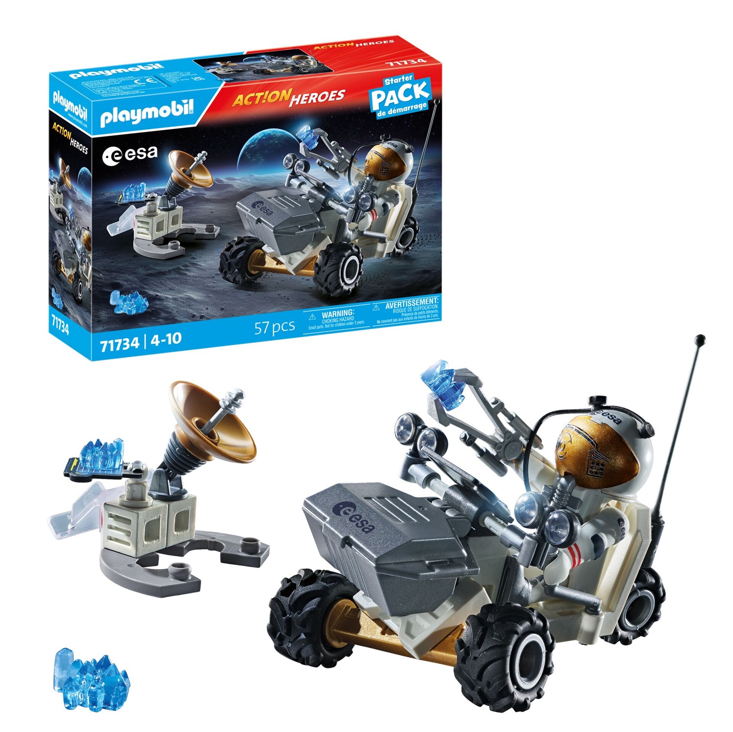 Playmobil 71734 - Set da Gioco Missione nello Spazio con Veicolo Lunare e Astronauta dell'ESA per Bambini dai 4 Anni