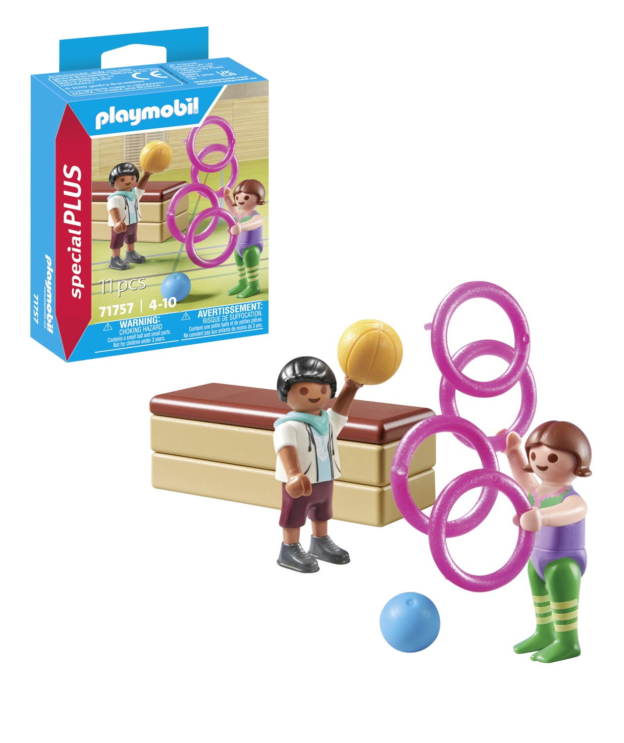 PLAYMOBIL 71757 Special Plus - Duo di Bambini a Ginnastica con Palle e Anelli (11 Pezzi)