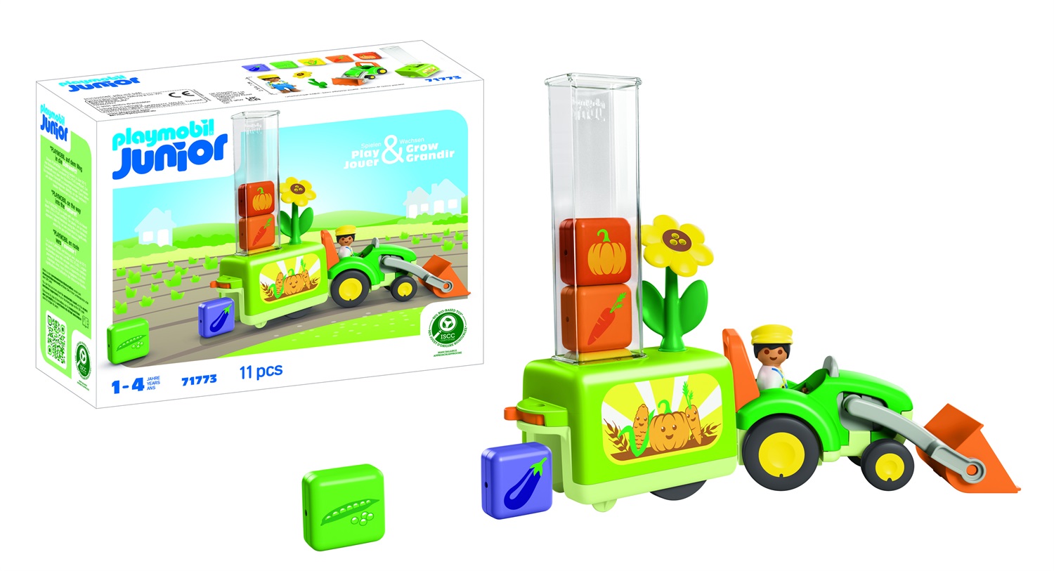 PLAYMOBIL Trattore con Piantatrice Buffa - Set da Gioco con 11 Pezzi e Statuine