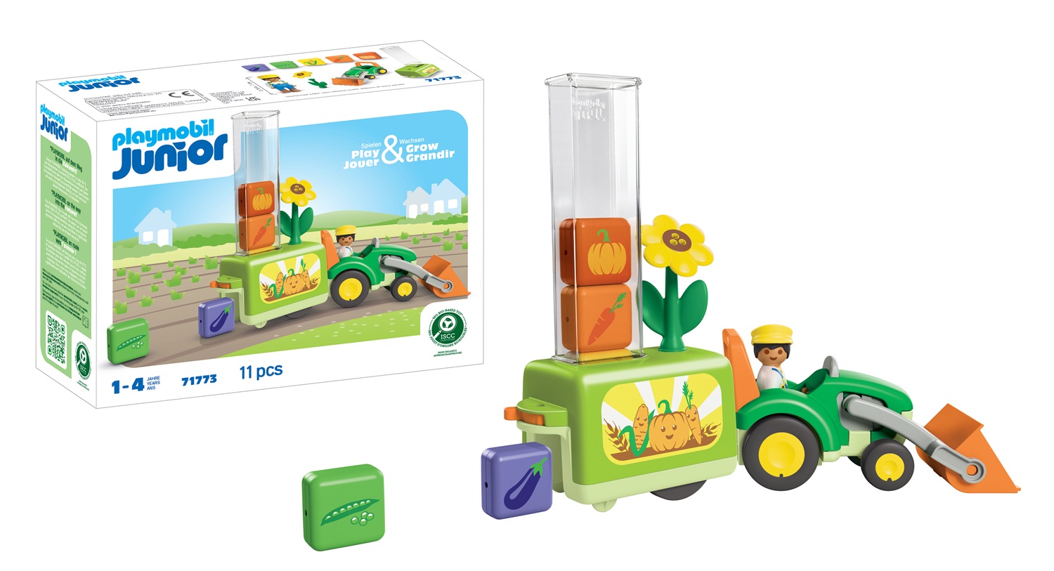 PLAYMOBIL Trattore con Piantatrice Buffa - Set da Gioco con 11 Pezzi e Statuine