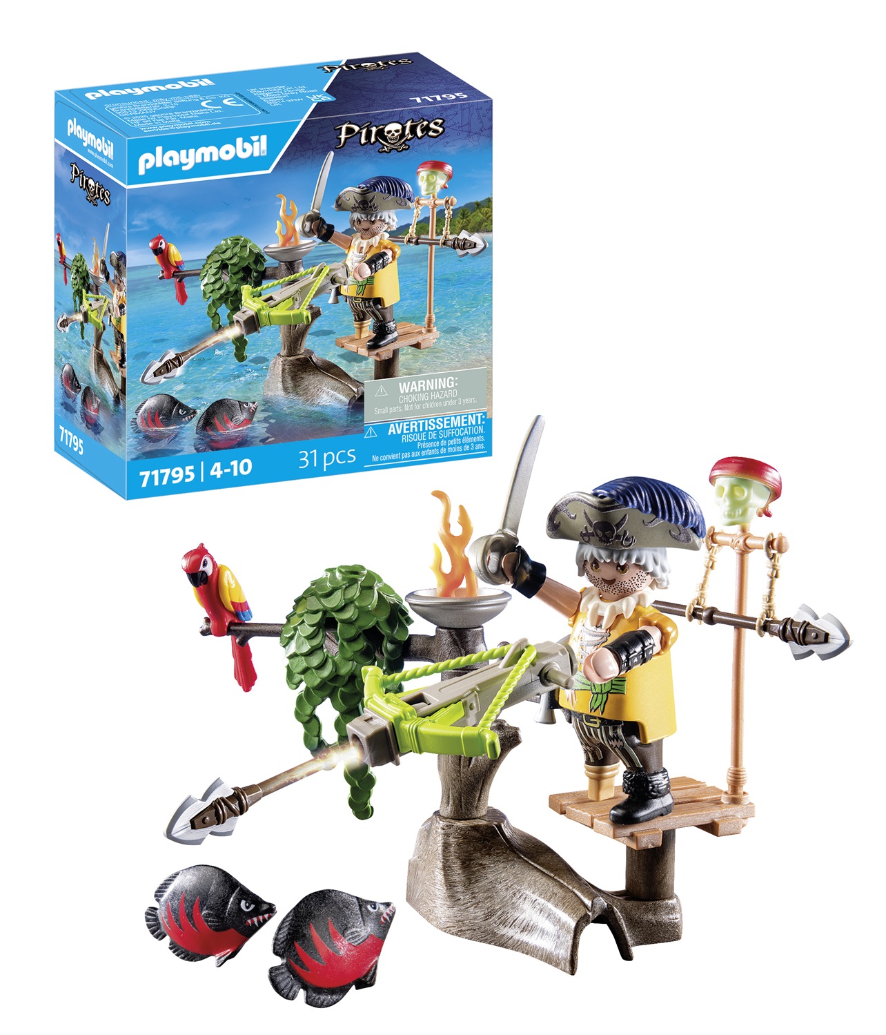 Playmobil Pirates 71795 - Set da Gioco Pirata con Balestra, Zattera e Cannoni per Bambini 4 Anni