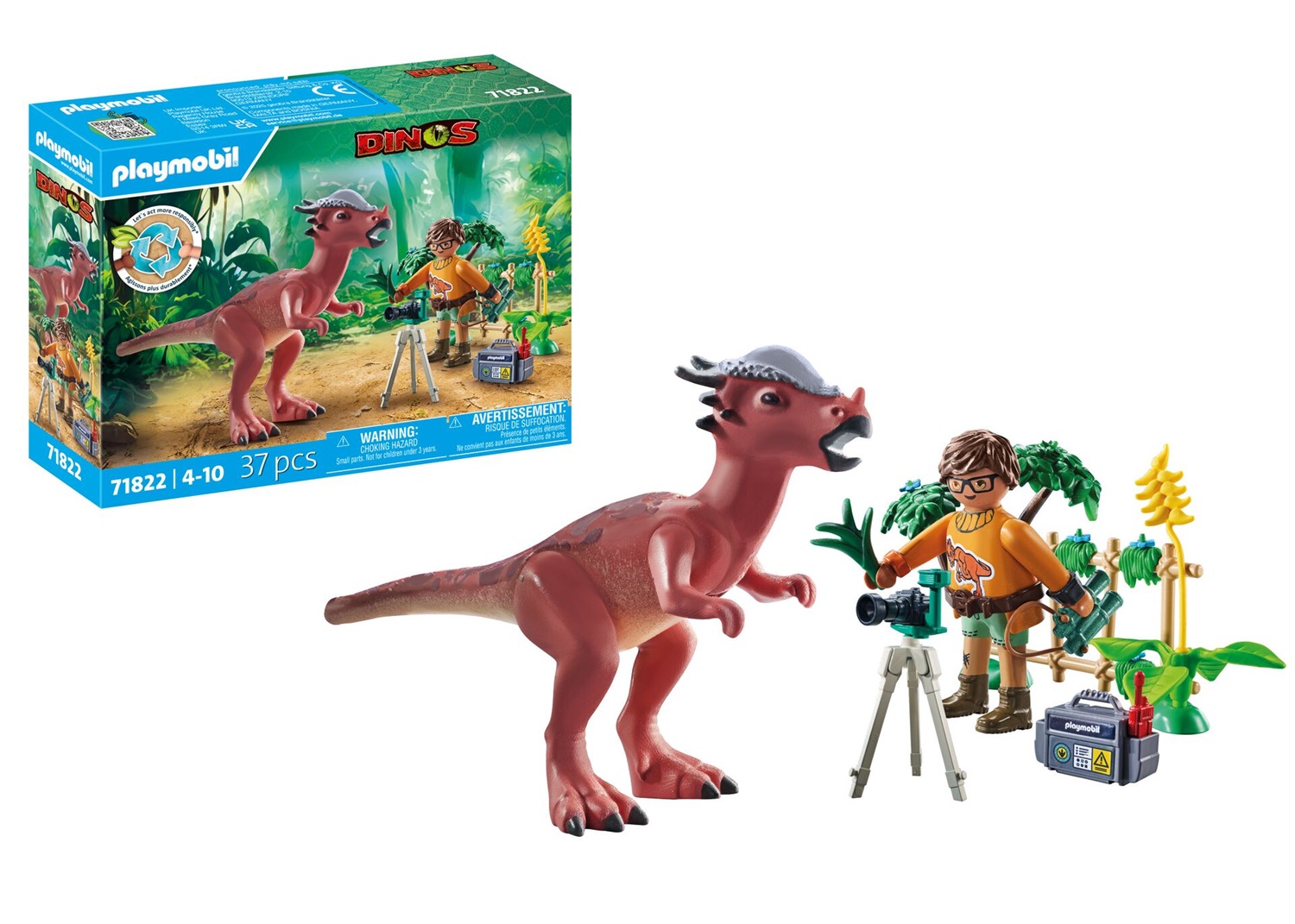 Playmobil 71822 Set da Gioco Dinosauri con Stygimoloch e Ricercatore - Giocattolo Avventuroso per Bambini dai 4 Anni