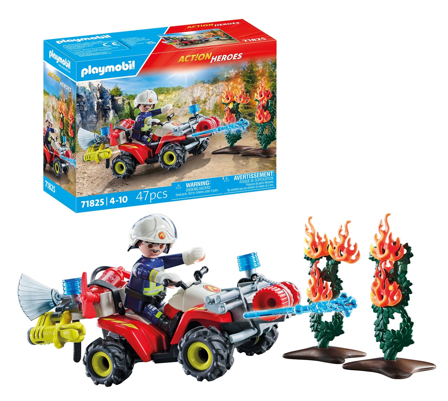 PLAYMOBIL 71825 Quad dei Pompieri con Cannone ad Acqua e Verricello - Giocattolo per Bambini dai 4 Anni