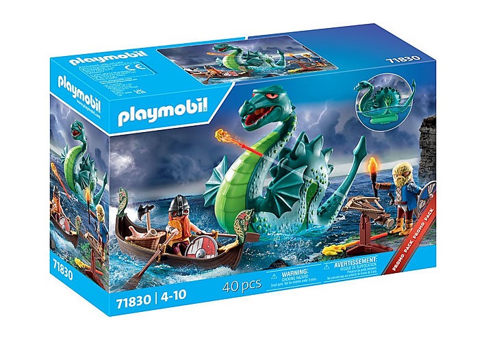 PLAYMOBIL 71830 Vichingo con Mostro Marino - Set di Gioco Fantasioso con Drago e Nave Vichinga per Bambini dai 4 Anni