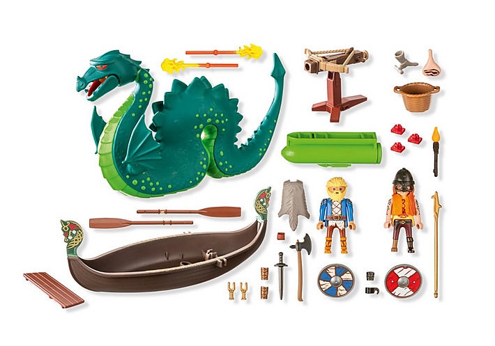 PLAYMOBIL 71830 Vichingo con Mostro Marino - Set di Gioco Fantasioso con Drago e Nave Vichinga per Bambini dai 4 Anni
