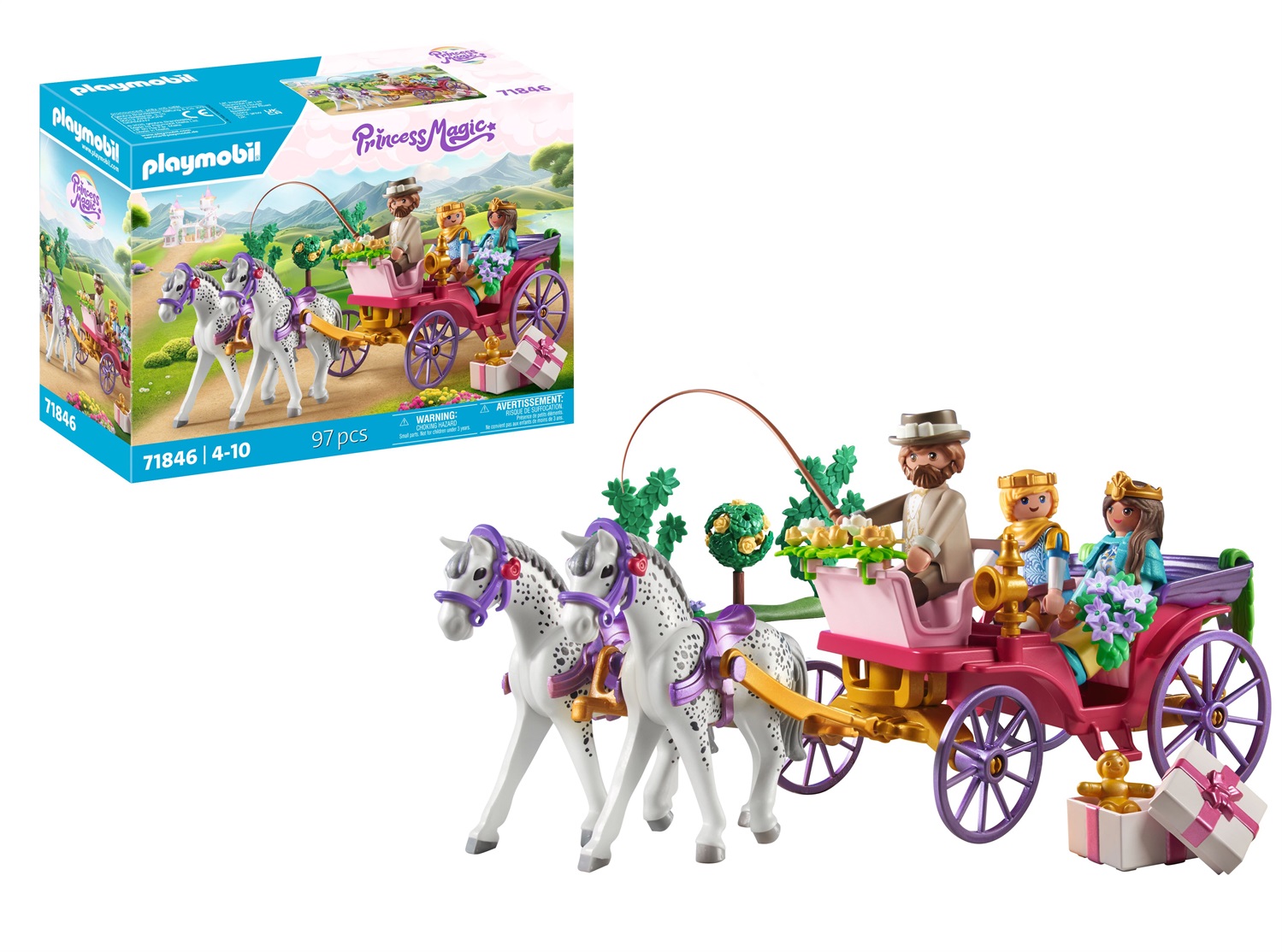 PLAYMOBIL 71846 Princess Magic - Set da gioco Carrozza con Principessa e Principe, Giocattolo da Favola per Bambini dai 4 Anni