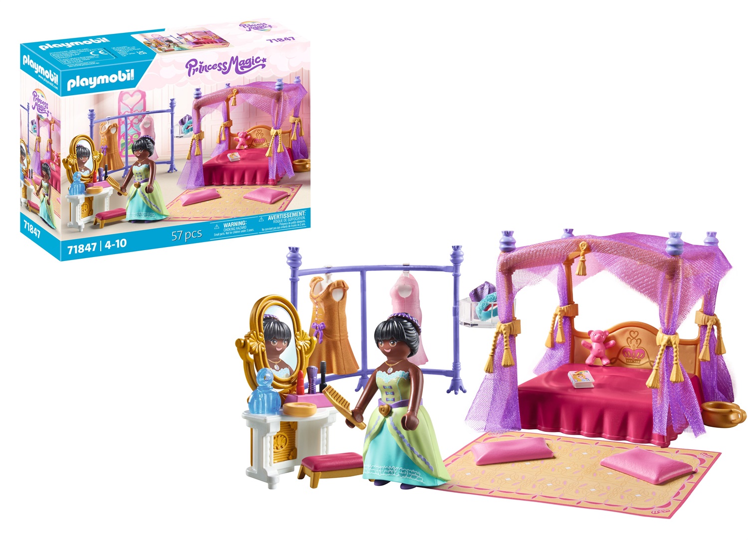 PLAYMOBIL 71847 Camera da Letto della Principessa con Spogliatoio - Set Giocattolo per Bambini dai 4 Anni
