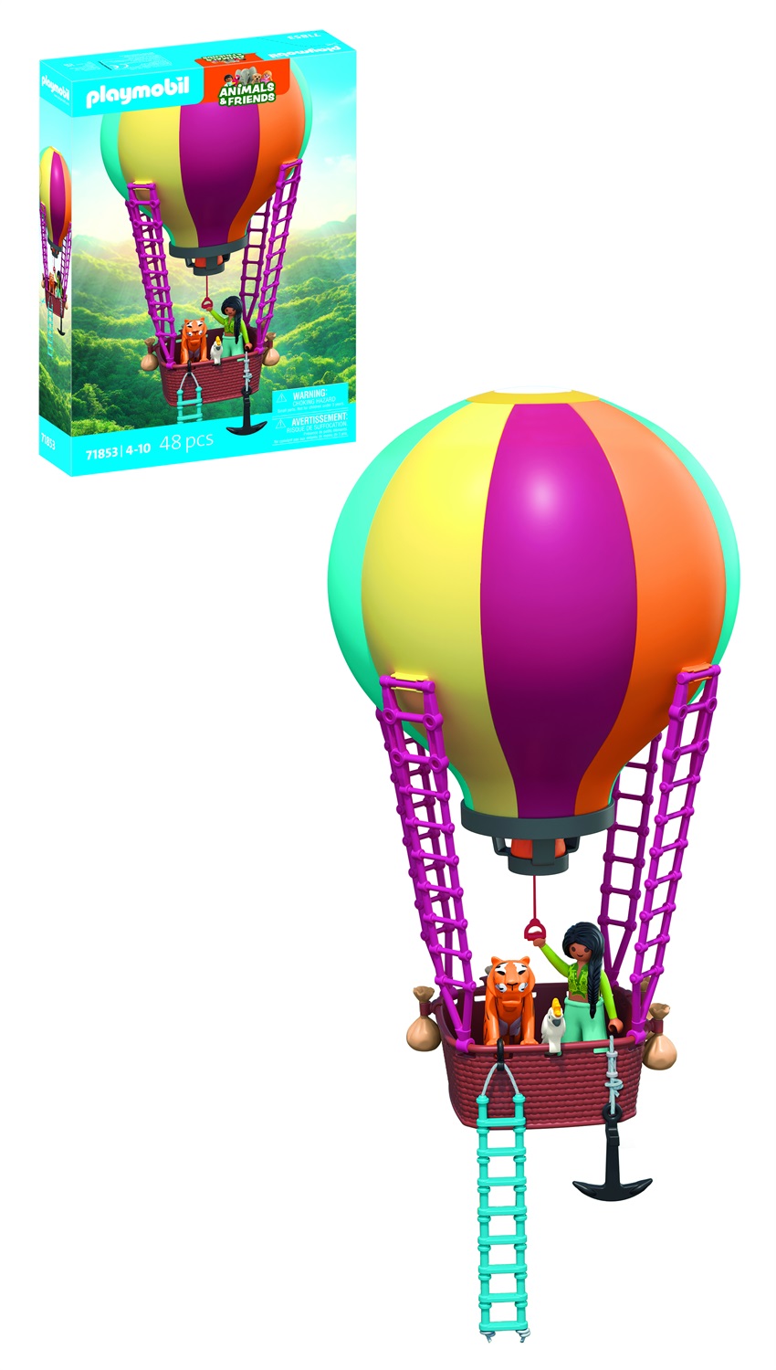 PLAYMOBIL 71853 Set da Gioco Mongolfiera con Statuine di Animali e Casa Colorata