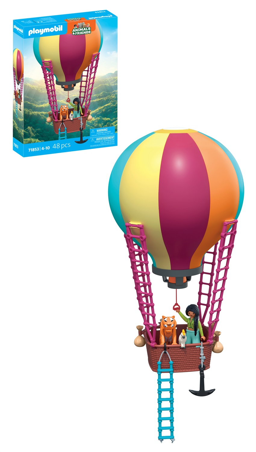 PLAYMOBIL 71853 Set da Gioco Mongolfiera con Statuine di Animali e Casa Colorata