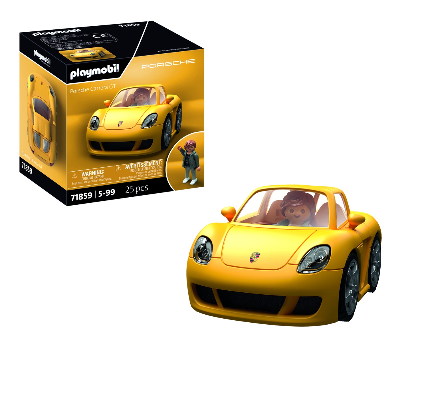 PLAYMOBIL Porsche Carrera GT - Set da gioco con auto e statuine, design aerodinamico e tetto apribile
