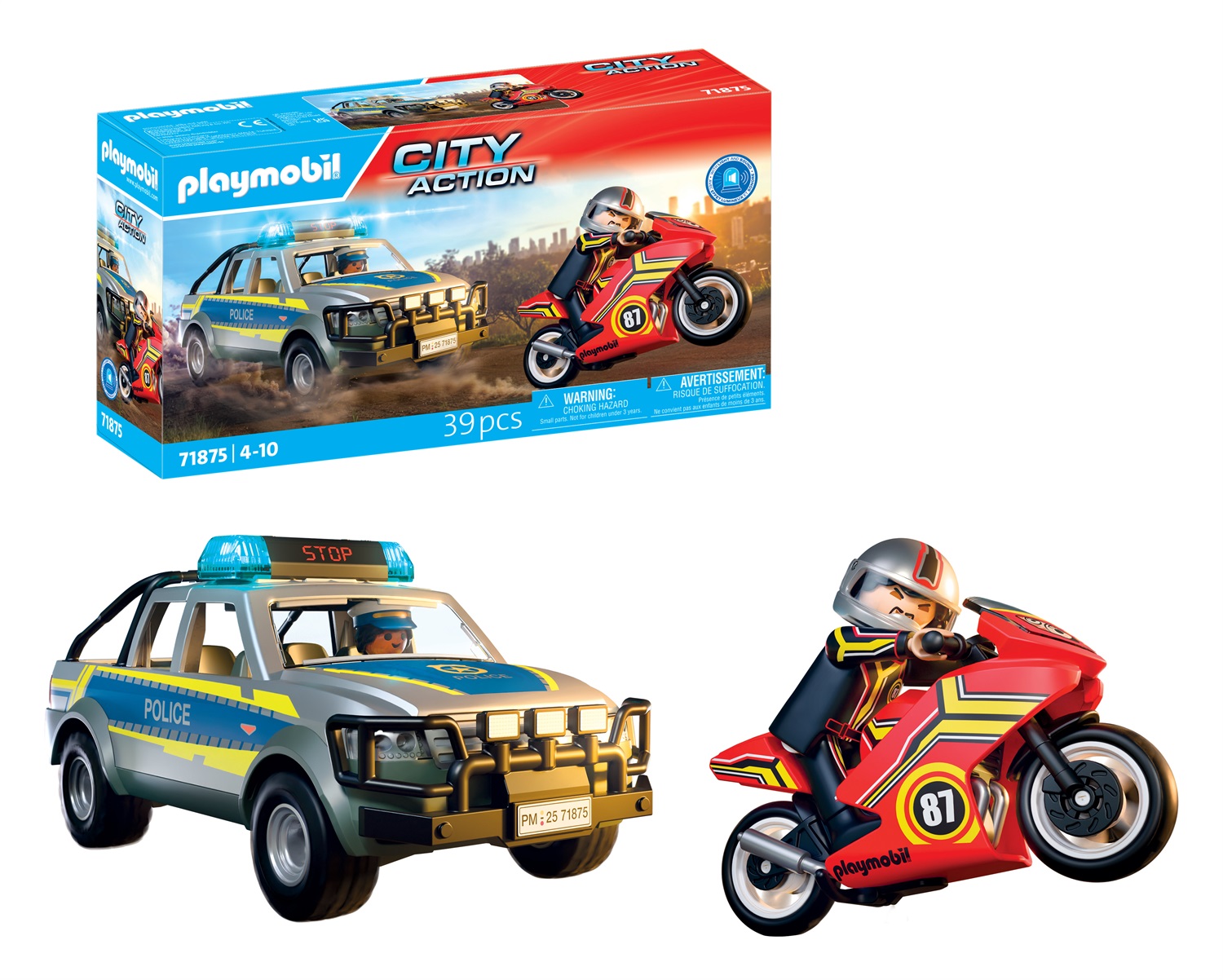 PLAYMOBIL 71875 Set da Gioco Inseguimento con Pick-Up della Polizia - City Action
