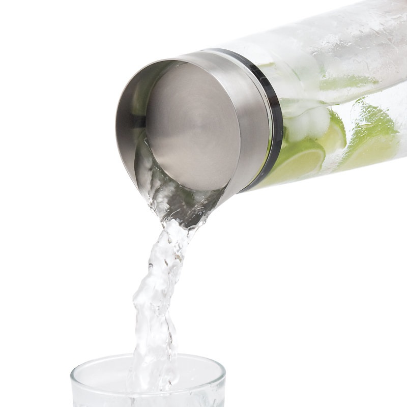 Blomus ACQUA Caraffa per Acqua 1,5 L in Vetro Trasparente e Acciaio Inox Spazzolato, Design Autoportante
