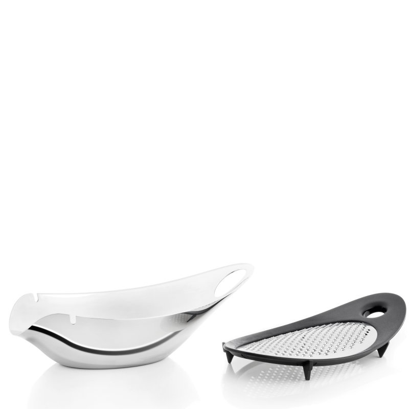 Blomus Navetta Grattugia per Formaggio con Vassoio di Raccolta, Acciaio Inox e Silicone, Design Ergonomico