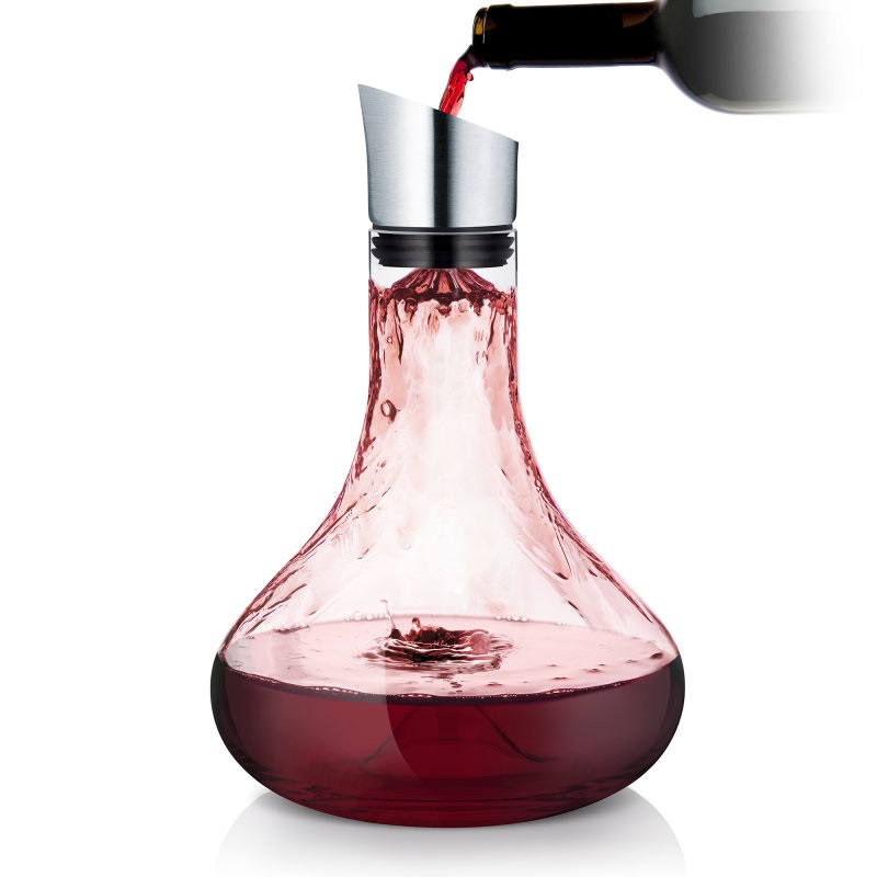 Blomus ALPHA Caraffa Decanter 1,5 L - Acciaio Inox Opaco e Vetro Trasparente, H 26,5 cm, Ø 18 cm