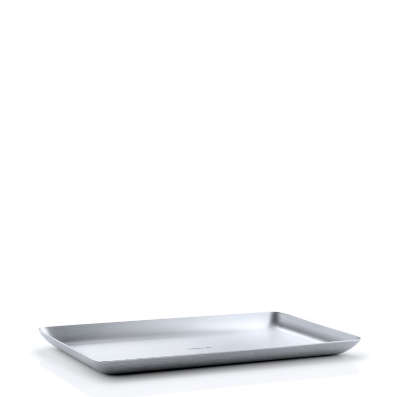 Blomus BASIC Vassoio Rettangolare in Acciaio Inox Spazzolato, 15 x 25 cm, Lavabile in Lavastoviglie