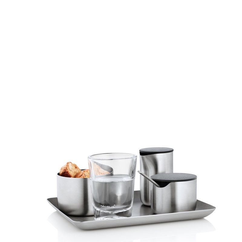 Blomus BASIC Vassoio Rettangolo in Acciaio Inox Spazzolato - Design Industriale, H 1,5 cm, B 10 cm, L 17 cm