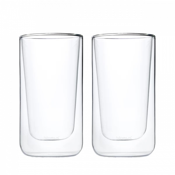 Blomus Bicchieri Termici da Latte Macchiato NERO - Set da 2, Doppia Parete, Vetro Termico, 320 ml