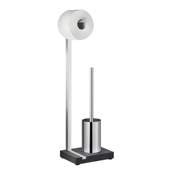 Blomus Menoto 68687 - Set Porta Carta Igienica e Scopino WC in Acciaio Inossidabile, Design Minimalista e Autoportante