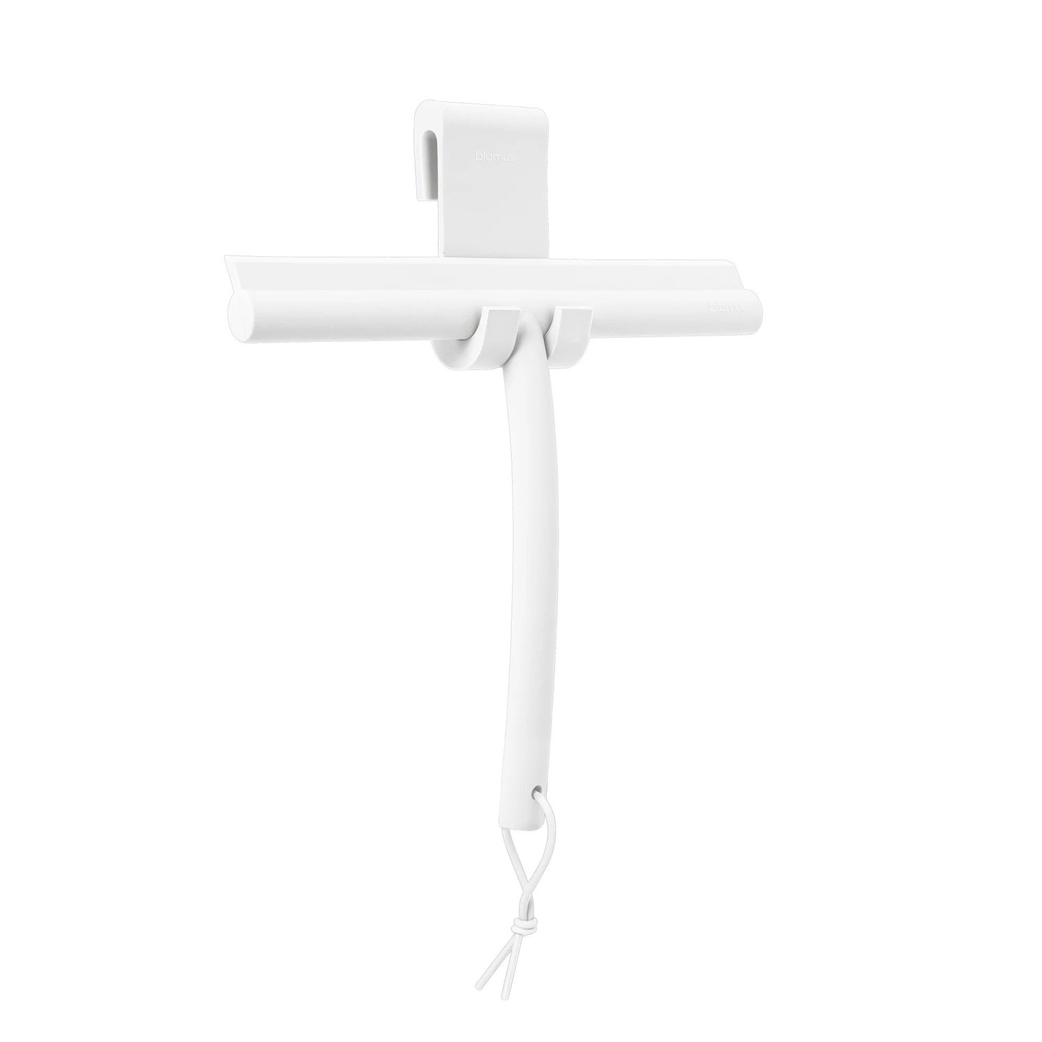 Blomus VIPO Tergivetro per Doccia in Silicone Bianco Opaco con Gancio a Parete e Occhiello - Larghezza 24 cm