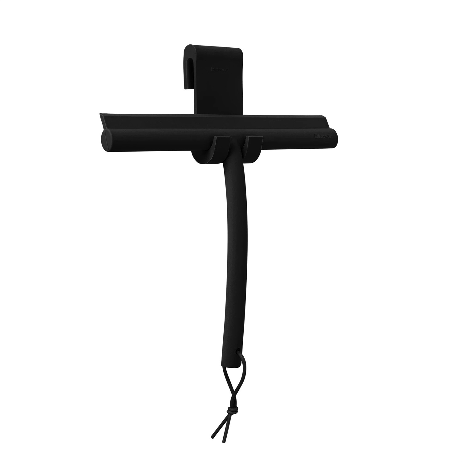 Blomus VIPO Tergivetro per Doccia in Silicone Nero Opaco con Gancio, Larghezza 24 cm