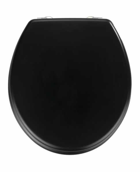 Wenko Asse Prima Nero Fiacco per WC - Sedile in MDF 41,5 x 38 cm, Design Arrotondato e Facile da Pulire