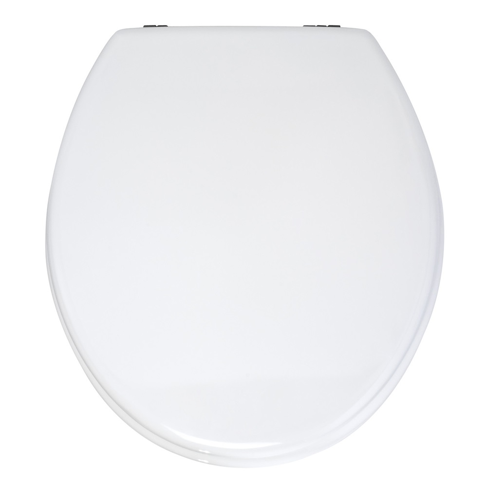 WENKO 152004100 Sedile WC Universale in MDF Bianco, 41,5 x 38 cm, con Chiusure in Acciaio Inox