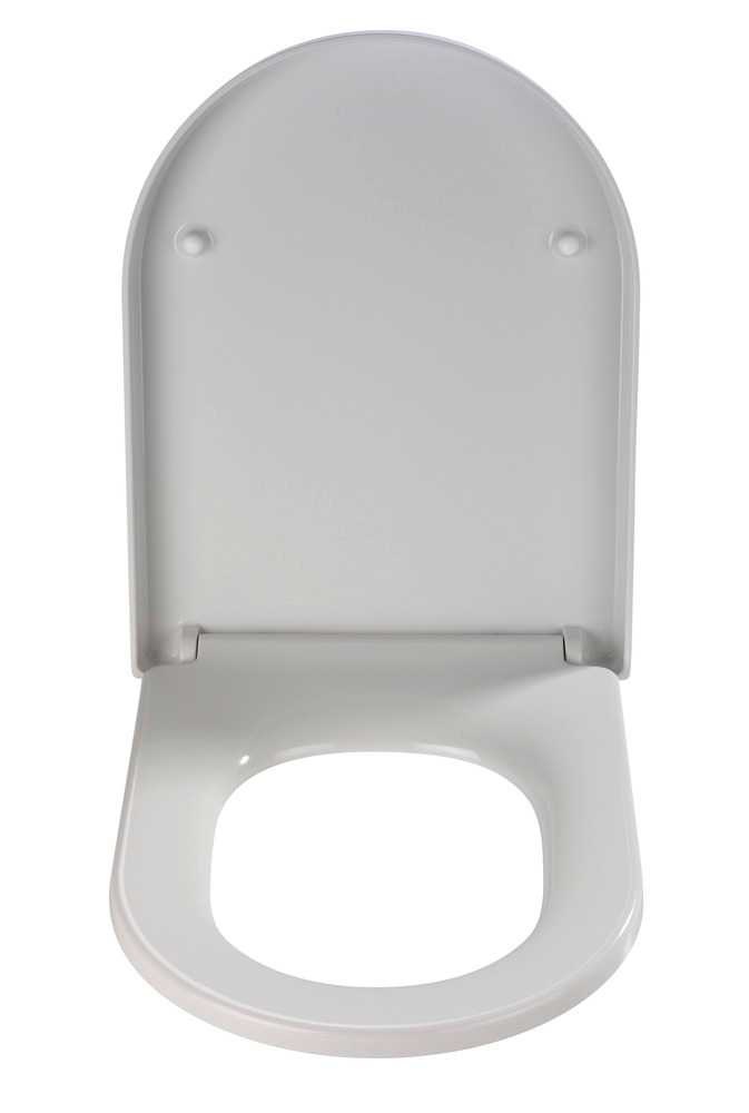 WENKO Sedile WC Premium Palma Bianco - Duroplast, Chiusura Ammortizzata, Fissaggio Igienico in Acciaio Inox, Antibatterico, 46,5 x 35,7 cm