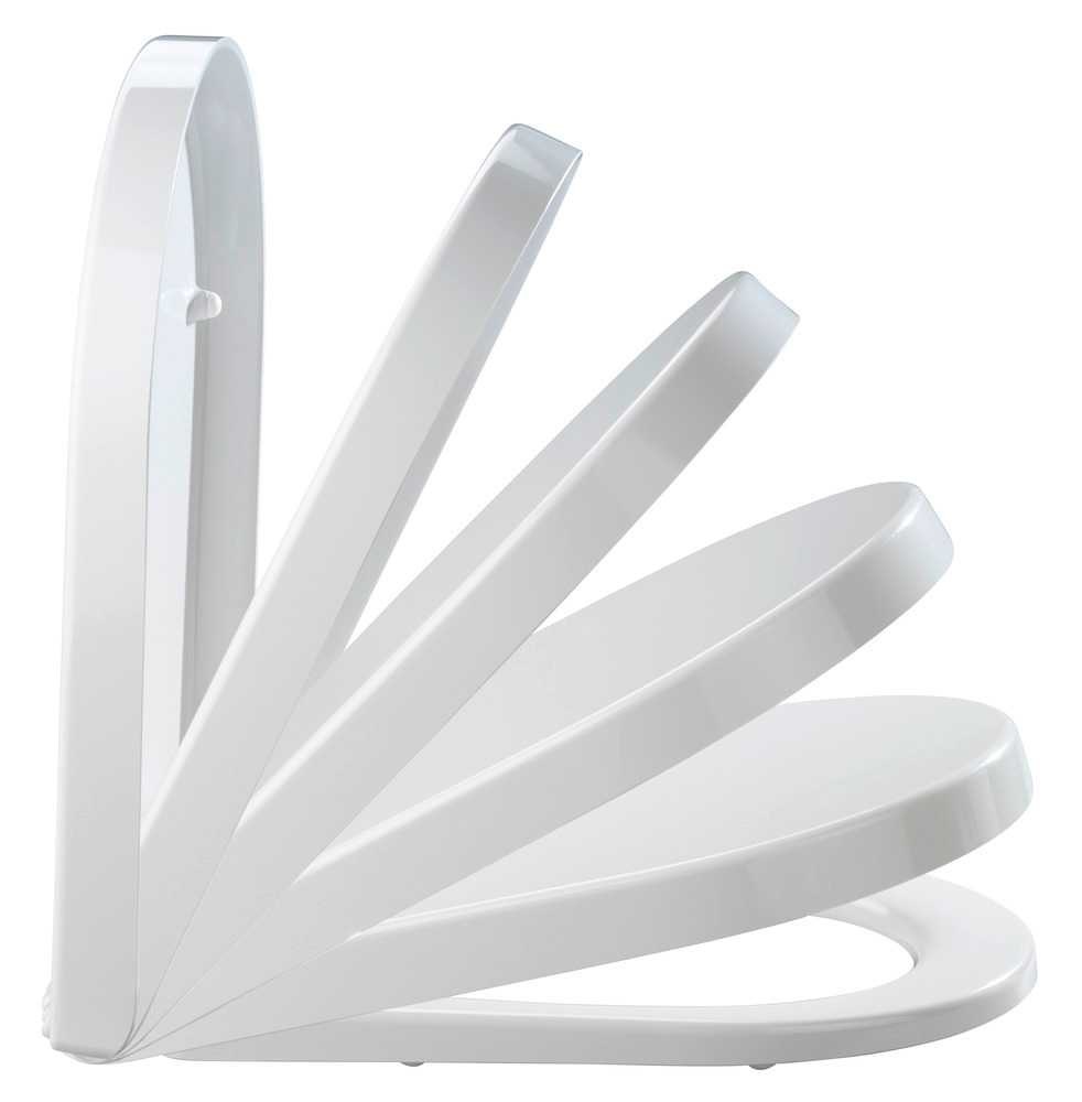 WENKO Sedile WC Premium Palma Bianco - Duroplast, Chiusura Ammortizzata, Fissaggio Igienico in Acciaio Inox, Antibatterico, 46,5 x 35,7 cm