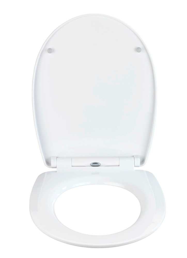 WENKO Sedile WC Terrazzo High Gloss con Abbassamento Automatico e Fissaggio Igienico Fix-Clip, Multicolore in Termoplastica