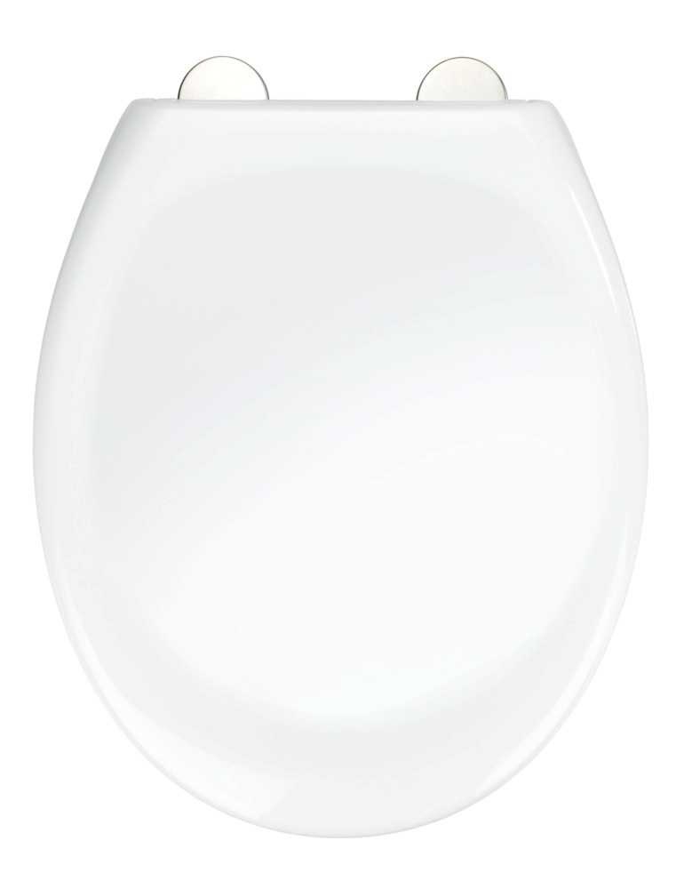 WENKO Sedile WC Ios Bianco in Termoplastico con Chiusura Morbida Easy-Close e Fissaggio Igienico Fix-Clip