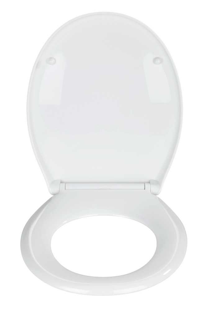 WENKO Sedile WC Ios Bianco in Termoplastico con Chiusura Morbida Easy-Close e Fissaggio Igienico Fix-Clip