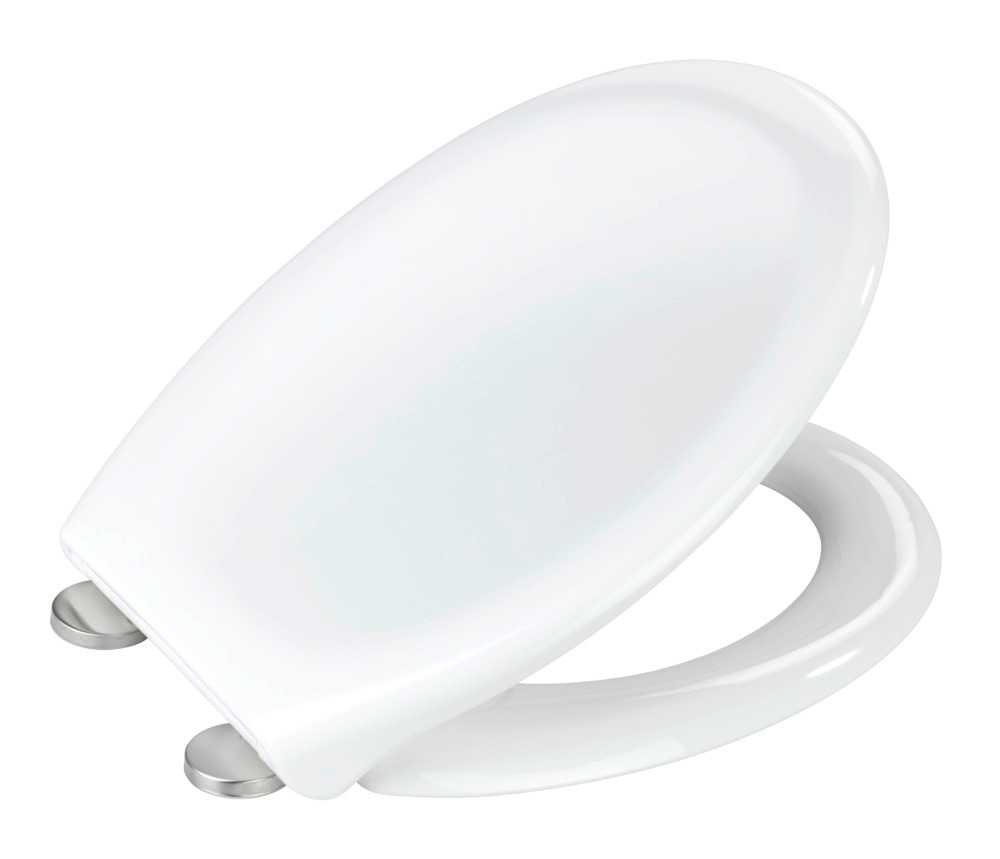 WENKO Sedile WC Ios Bianco in Termoplastico con Chiusura Morbida Easy-Close e Fissaggio Igienico Fix-Clip