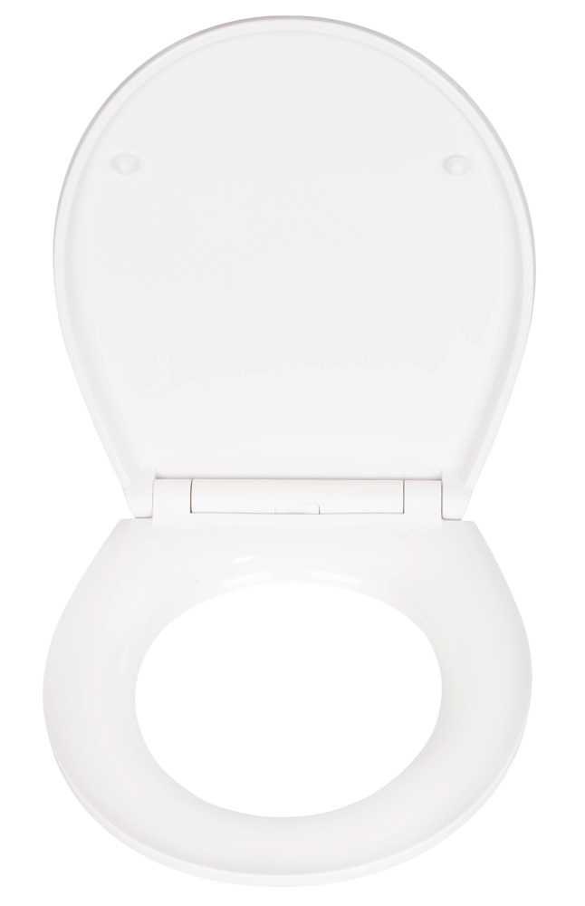 WENKO Sedile WC Grey Marble in Duroplast Antibatterico con Meccanismo di Abbassamento Automatico e Fissaggio Igienico Fix-Clip, 38 X 44,5 cm