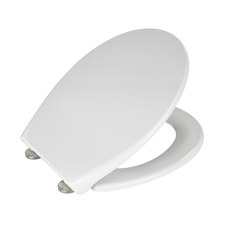 Wenko 21903100 Sedile Copri WC Samos in Duroplast Bianco con Chiusura Automatica, Illuminazione Notturna a LED e Sistema Easy Close
