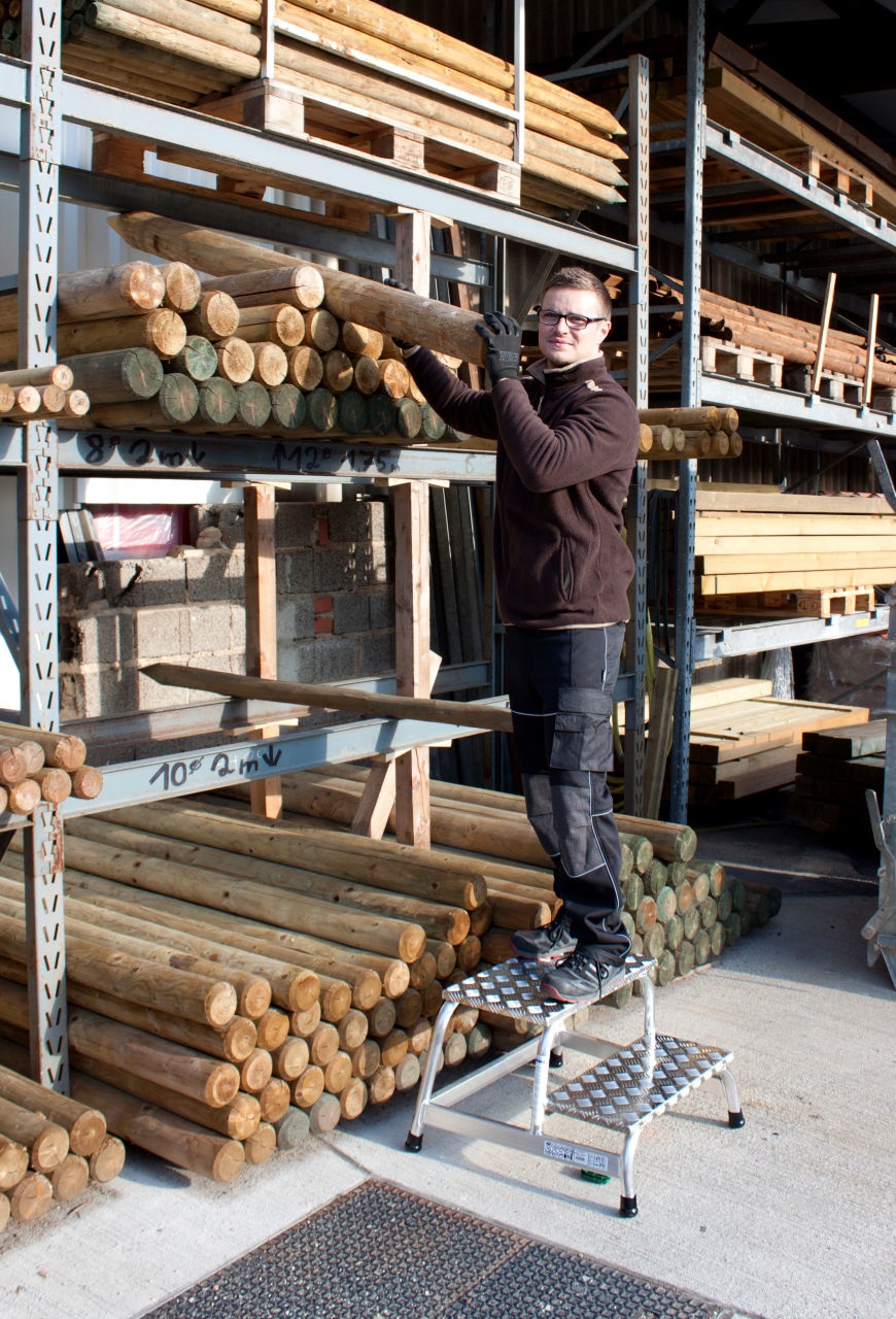 KRAUSE Sgabello da Montaggio in Alluminio Mandorlato, Monolaterale, 2 Gradini, Altezza 40 cm