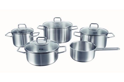 Fissler Viseo Set di Pentole in Acciaio Inox, 5 Pezzi con Coperchio in Vetro, Compatibile con Induzione e Tutti i Fornelli