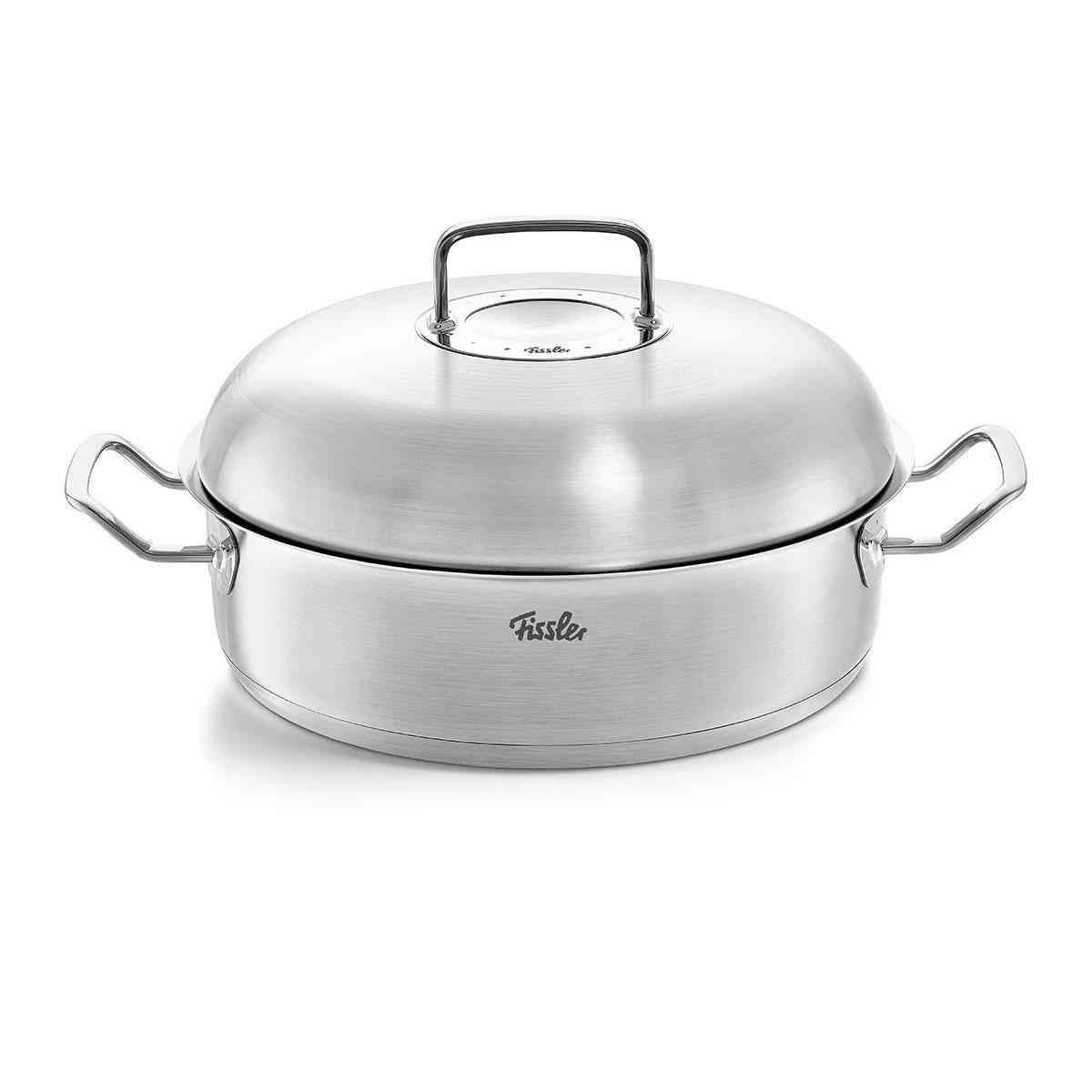 Fissler Rostiera Original-Profi Collection 28 cm in Acciaio Inox con Coperchio a Cupola Alta e Manici Ergonomici