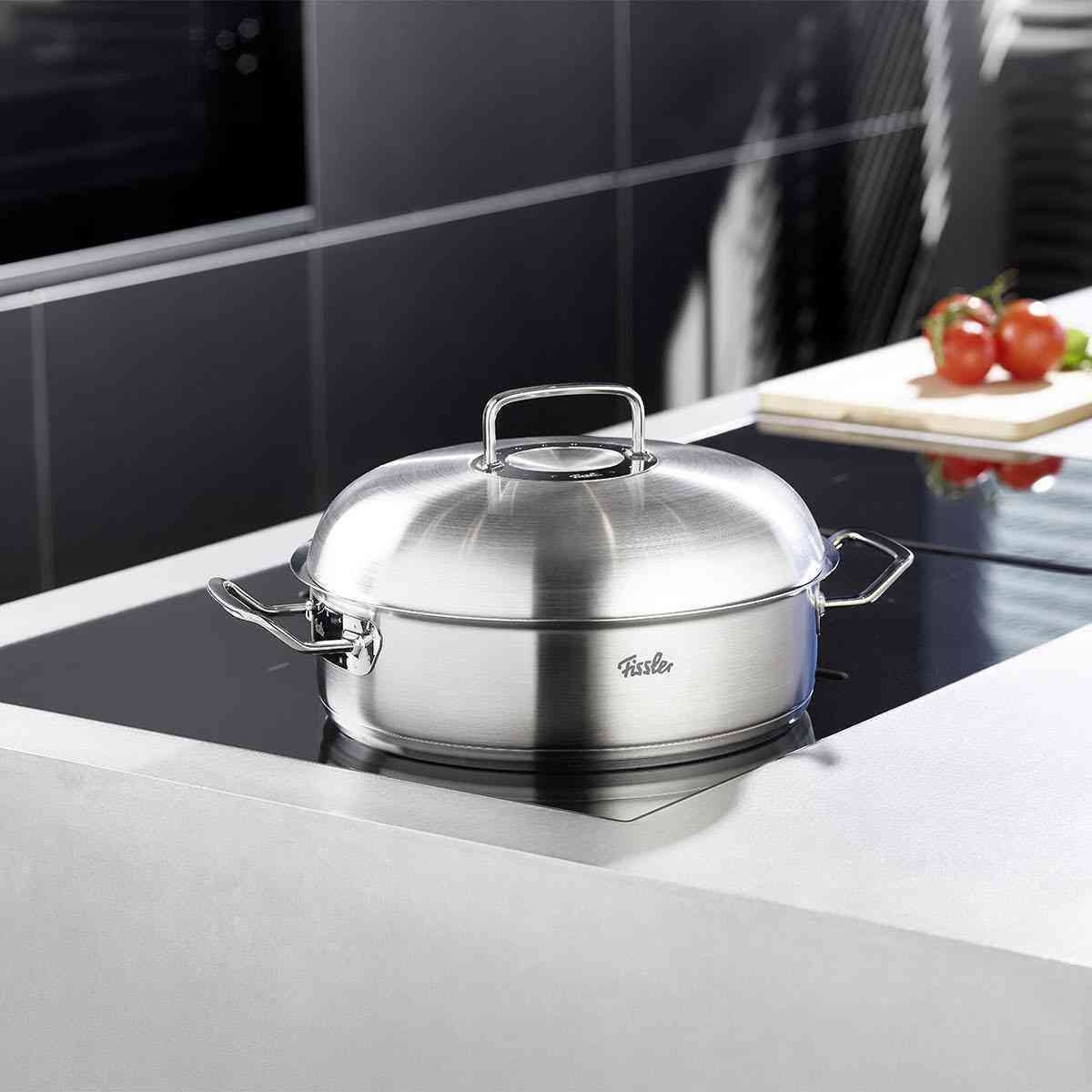 Fissler Rostiera Original-Profi Collection 28 cm in Acciaio Inox con Coperchio a Cupola Alta e Manici Ergonomici
