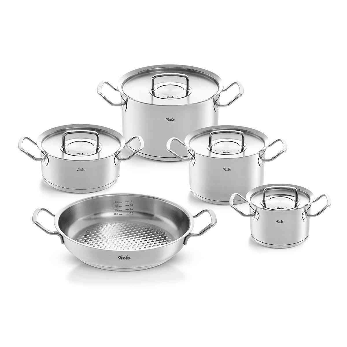 Fissler Profi Collection Set di Pentole in Acciaio Inox 5 Pezzi con Coperchio in Metallo - Adatto per Cottura a Induzione