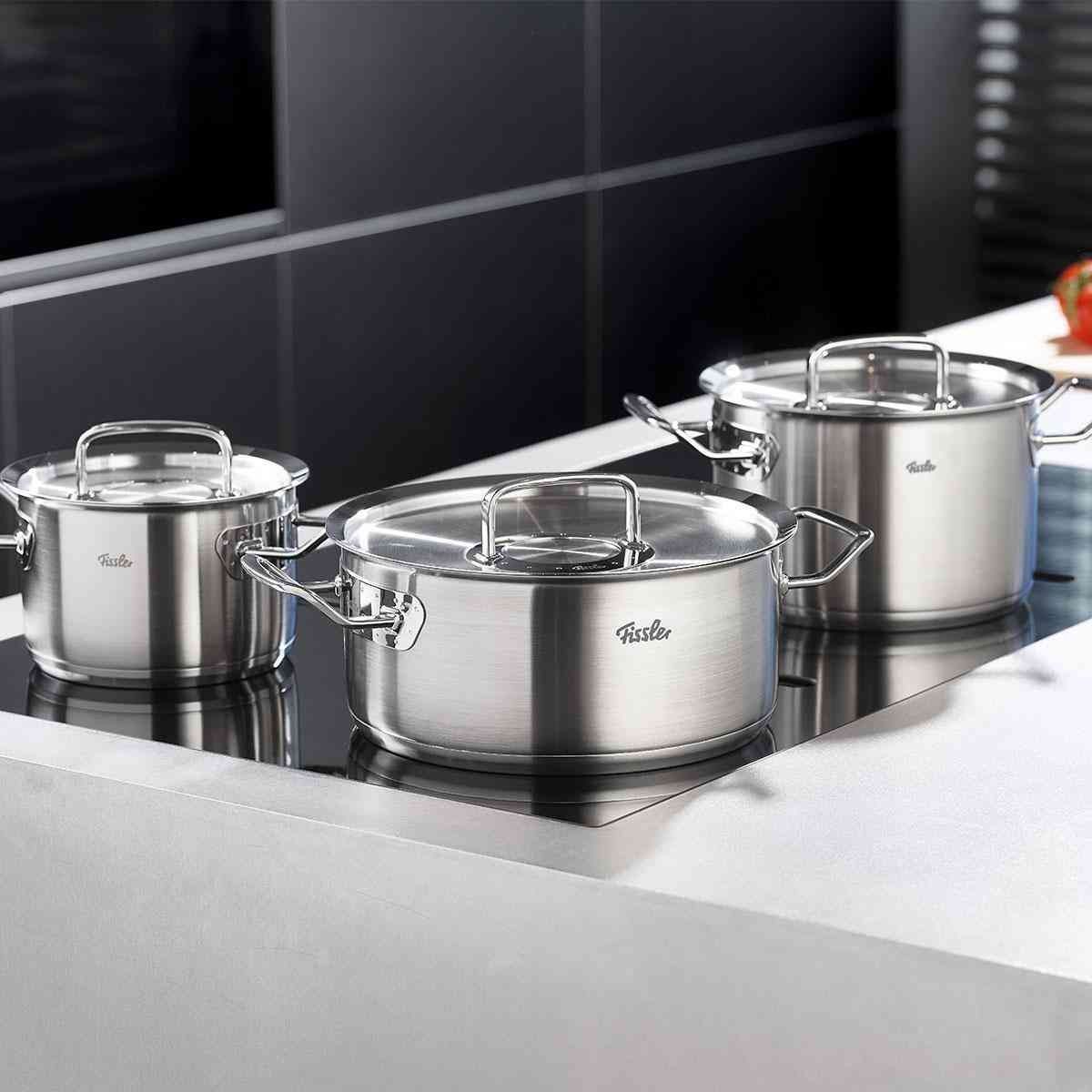 Fissler Profi Collection Set di Pentole in Acciaio Inox 5 Pezzi con Coperchio in Metallo - Adatto per Cottura a Induzione