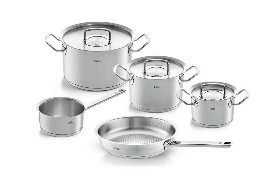 Fissler Original Profi Collection Set di Pentole in Acciaio Inox, 5 Pezzi con Coperchio in Metallo, Adatto per Cottura a Induzione e Forno