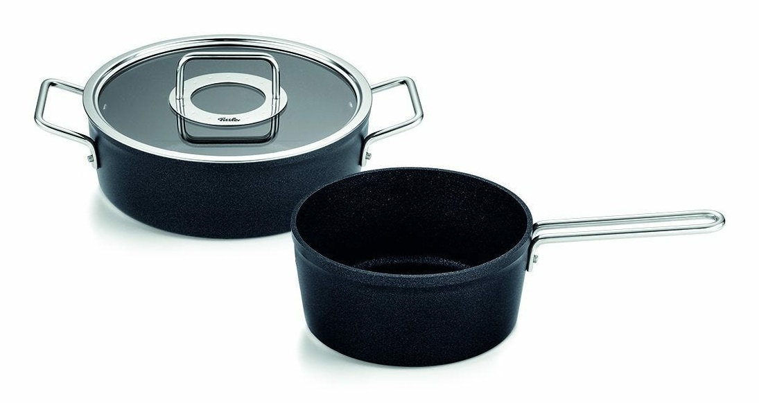 Fissler Adamant Set di Pentole 2 Pezzi in Alluminio Antiaderente con Coperchio in Vetro, Compatibili Induzione, Manici in Acciaio Inox