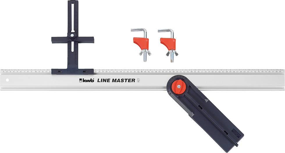 KWB Line Master 7840-08 - Set Universale di Righe con Righello di Precisione da 800 mm e Guida Angolare