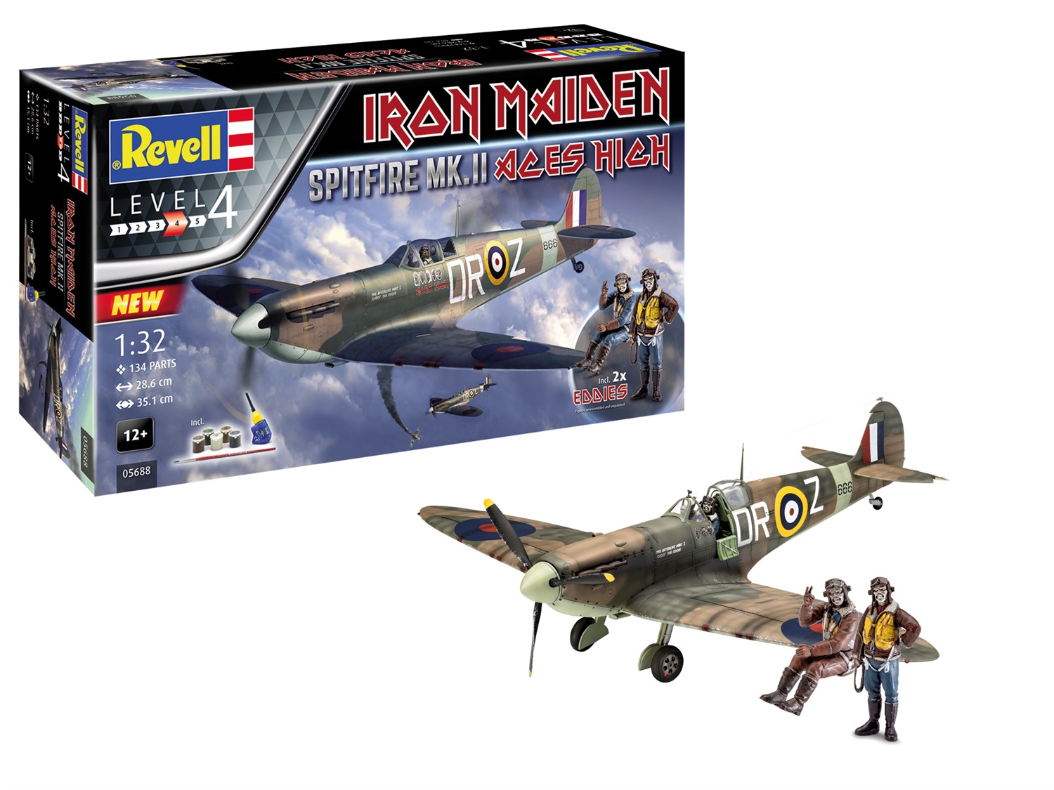 Revell Spitfire Mk.II Aces High Kit di montaggio 1:32 - Modello altamente dettagliato con colla, pennello e istruzioni