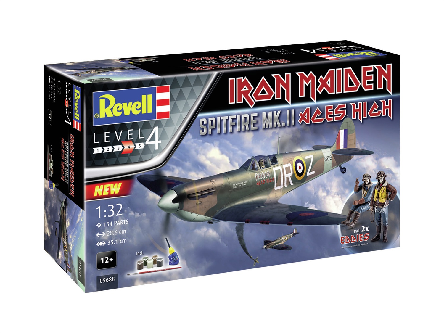 Revell Spitfire Mk.II Aces High Kit di montaggio 1:32 - Modello altamente dettagliato con colla, pennello e istruzioni